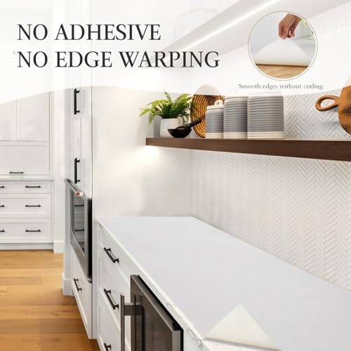 Beautysaid Shelf and Drawer Liner for Kitchen Cabinet, Non Adhesive Non Slip Shelf Paper Waterproof Washable Thickened for Dresser Pantry Shelve Bathroom Protector Liner(White,12 in x 20FT)