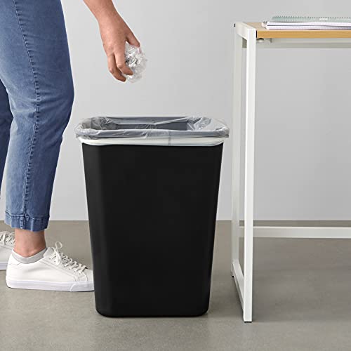 Amazon Basics Trash Can, Rectangular Commercial Office Wastebasket, 10 Gallon (Pack Of 2), Black (Previously AmazonCommercial brand)