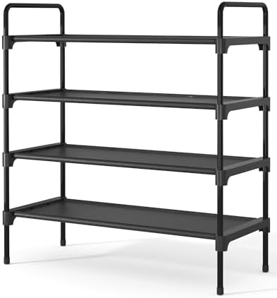 Kitsure Shoe Rack for Closet, Sturdy and Long-Lasting Shoe Shelf, Shoe Rack for Entryway, Personalized DIY Shoe Organizer for Space-Saving, 27.6" x 11.8" x 29.9", Black