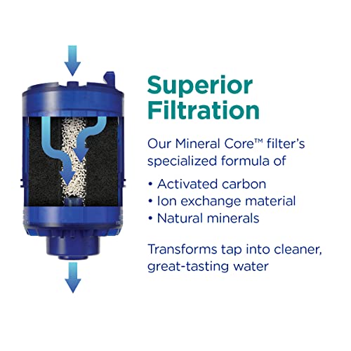 PUR PLUS Horizontal Faucet Mount Water Filtration System with 3-in-1 Lead Reducing Filter for Great-Tasting Filtered Tap Water, Lasts 100 Gallons, Fits Most Kitchen or Bathroom Faucets, Metallic Grey