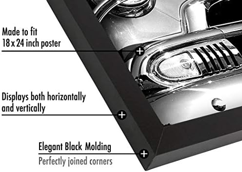 Americanflat 18x24 Poster Frame with Polished Plexiglass - Black Picture Frame - Wide Photo Frames Made of Engineered Wood for Vertical or Horizontal Wall Display - Epic Collection - Black