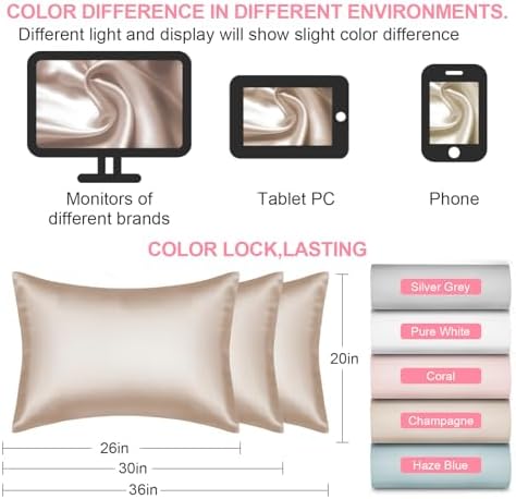 Mulberry Silk Pillow Cases 2 Pack Standard Size 20x26 Inches with Hidden Zipper, Ultra Smooth and Soft Breathable Cooling Silk Satin Pillowcase Set of 2, Better for Hair and Skin, Gifts for Women Men