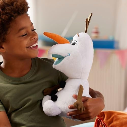 DISNEY STORE Olaf Medium Soft Toy for Kids, Cuddly Character with Fuzzy Texture and Embroidered Details, Satin Tooth, Disney Plushy Suitable for All Ages