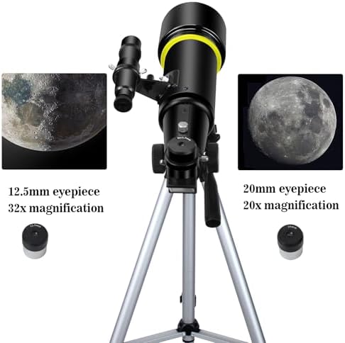 Telescopes, Telescope for Kids and Adults Beginners, 70mm Aperture 400mm Focus Length Refractor Travel Telescope with AZ Mount for Observe The Moon and Landscape-Black