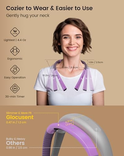 Glocusent Upgraded LED Neck Reading Light, Book Light for Reading in Bed, 30-min Timer, 3 Colors & 3 Brightness Adjustable, Rechargeable & Long Lasting, Perfect for Reading, Knitting