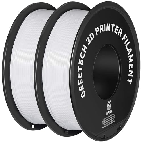 Geeetech 3D Printer Filament, PLA Filament 1.75mm Bundle 2kg for 3D Printer,Dimensional Accuracy +/- 0.02 mm (White 2-Pack)