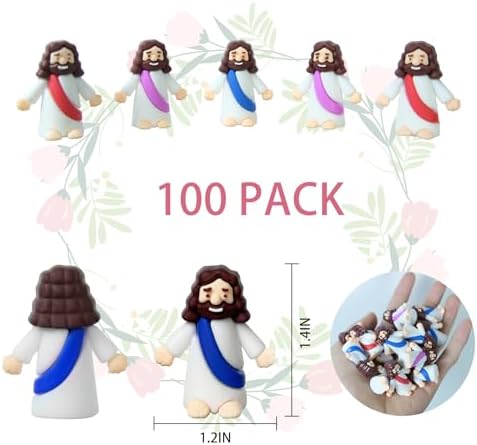 Mini Jesus Figures, Set of 100pcs Action Figures Little Jesus Figures, Tiny Jesus Figures to Hide and Seek Religious Gifts for Easter Egg Stuffers
