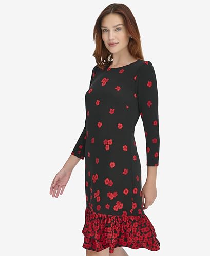 Tommy Hilfiger Womens Jersey Stretch 3/4 Sleeve, Black/Scarlet, 10