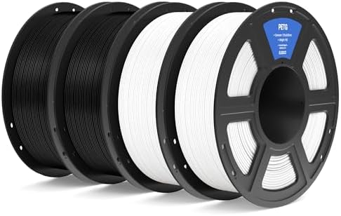 ELEGOO PETG Filament 1.75mm Black & White 4KG, 3D Printer Filament Dimensional Accuracy +/- 0.02 mm, 4pcs 1kg Spool(2.2lbs) Fits for Most FDM 3D Printers