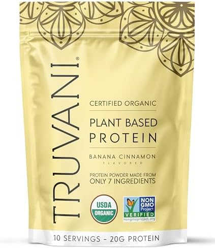 Truvani Vegan Pea Protein Powder | Banana Cinnamon | 20g Organic Plant Based Protein | 10 Servings | Keto | Gluten & Dairy Free | Low Carb | No Added Sugar