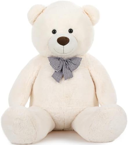 MaoGoLan Giant White Teddy Bear Stuffed Animal 5 Feet,Soft Cuddly Smiling Face Big Teddy Bear Plush Gift for Boyfriend Girlfriend