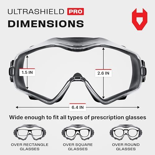 NoCry Safety Goggles Over Glasses with Extreme Impact Resistance — ANSI Z87.1 Certified Eye Protection with Anti-Fog, Anti-Scratch and UV380 Lenses — Adjustable Strap — Ideal for the Chemistry Lab