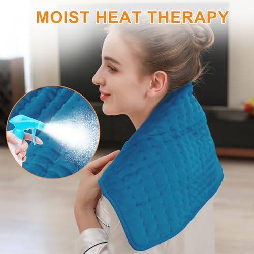 Heating Pads,Electric Heating Pads for Back,Shoulder,Hot Pad for Neck and Arms,Abdomen,Moist Heated Pad for Legs and Knee,Auto Shut Off(Deep Sky Blue, 24''×12'')