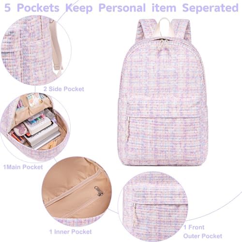 School Backpack for Teen Girls Bookbags Elementary High School Corduroy Laptop Bags Women Travel Daypacks