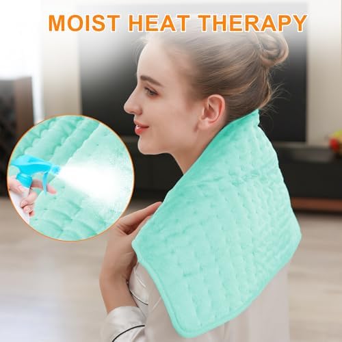 Heating Pad-Electric Heating Pads for Back,Neck,Abdomen,Moist Heated Pad for Shoulder,Knee,Hot Pad for Arms and Legs,Dry&Moist Heat & Auto Shut Off(Babygreen, 12''×24')