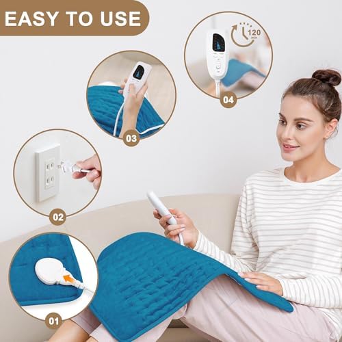 Heating Pad,Electric Heating Pad for Back,Neck,Abdomen,Moist Heated Pad for Shoulder,Knee,Hot Pad for Arms and Legs,Dry&Moist Heat & Auto Shut Off(DeepSkyBlue, 20''×24')