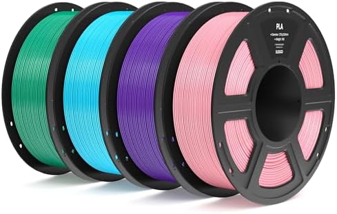 ELEGOO PLA Filament 1.75mm Bundle 4KG, 3D Printer Filament Dimensional Accuracy +/- 0.02mm, 4pcs 1kg Spool(2.2lbs) Fit Most FDM 3D Printers (Pink, Purple, Sky Blue, Sea Green)