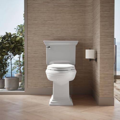 KOHLER 4636-RL-0 Cachet ReadyLatch Elongated Toilet Seat Slow Close, Soft Close Toilet Seat Quiet Lid, Contoured Grip-Tight Bumpers Installation Hardware, Apartment Essentials, White