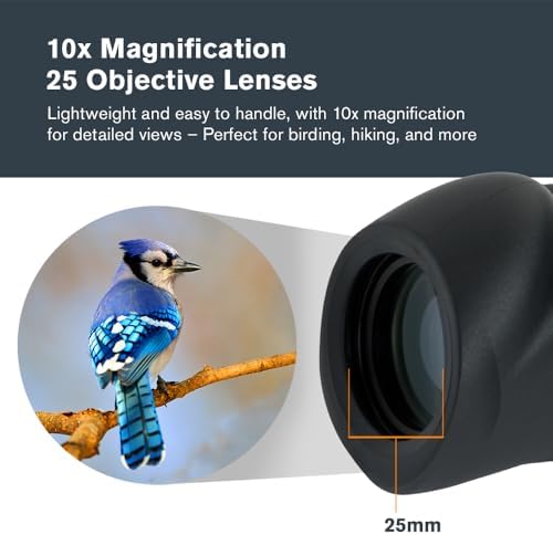 Celestron – Nature 10x25 Monocular – Ideal for Hiking and Wildlife Viewing – Multi-Coated Optics – 25mm Objective Lens – BaK-4 Prism –Twist-Up Eyecup – Waterproof & Fogproof