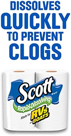 Scott Rapid-Dissolving Toilet Paper, Bath Tissue for RV & Boats , 4ct packs X 12= 48 rolls