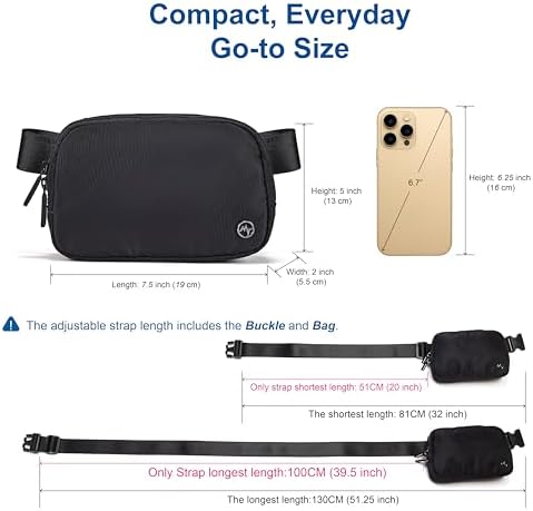 Pander Two Way Zipper Fanny Pack Nylon Everywhere Belt Bag for Women, Water Repellent Waist Packs, Crossbody Bags with Adjustable Strap (Sonic Pink).