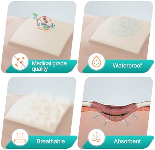 Dimora Silicone Foam Dressing with Border Adhesive 4"x4" Wound Dressing First Aid Bandage for Wound Care 10 Pack