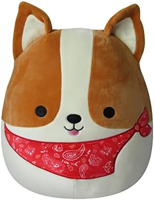 Squishmallows Original 12-Inch Reginald Corgi with Red Bandana - Medium-Sized Ultrasoft Official Jazwares Plush