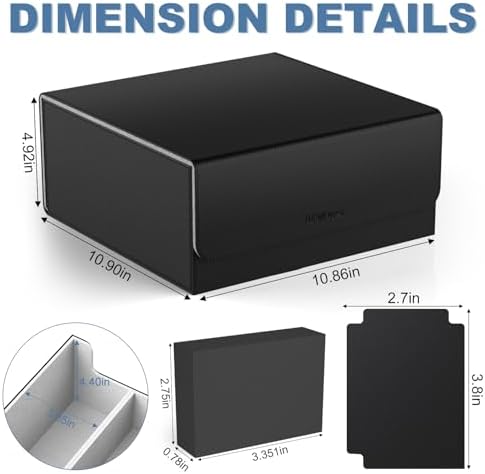 Mlikero Card Deck Case, Trading Card Storage Box for Magnetic Cards Holder and Hard Plastic Cards Protectors, Leather Magnetic Closure Deck Box Fit for MTG, TCG