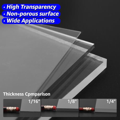 Art3d (2 Pack) 1/4" Thick Plexiglass Sheets - 29"x59" PET Clear Acrylic Sheets for Art Design,Craft Projects, Signs, DIY in Home, Wedding, Festival,Party,Office
