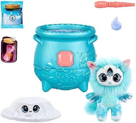 Magic Mixies Magical Gem Surprise Water Magic Cauldron - Reveal a Non-Electronic Mixie Plushie and Magic Ring with a pop up Reveal from The Fizzing Cauldron Medium