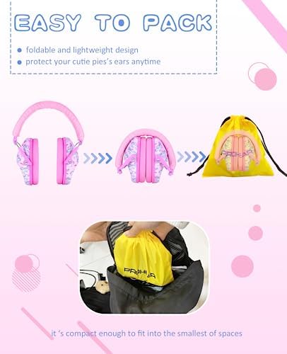 PROHEAR 032 Kids Ear Protection - Noise Cancelling Headphones Ear Muffs for Autism, Toddlers, Children - Pink