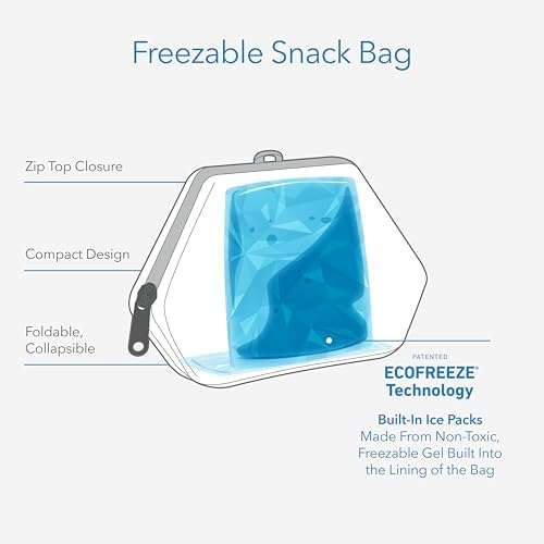 PackIt Freezable Snack Bag, Mermaids, Built with EcoFreeze Technology, Foldable, Reusable, Zip Closure Locks in Cool Dry Air, for all Ages, and Fresh Snacks On the Go