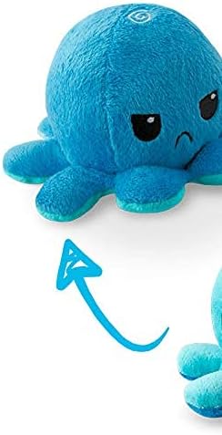 TeeTurtle - The Original Reversible Octopus Plushie - Light + Dark Blue - Cute Sensory Fidget Stuffed Animals That Show Your Mood
