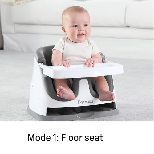 Ingenuity Baby Base 2-in-1 Booster Feeding and Floor Seat with Self-Storing Tray - Slate