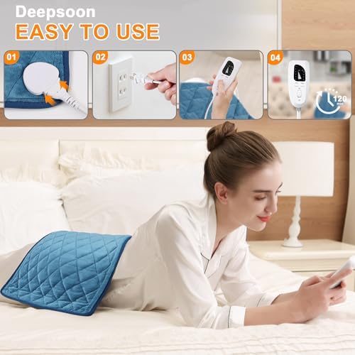 Weighted Heating Pad-Electric Heating Pads for Back,Neck,Abdomen,Moist Heated Pad for Shoulder,Knee,Hot Pad for Arms and Legs,Dry&Moist Heat & Auto Shut Off(Weighted Deepskyblue,12''×24'')