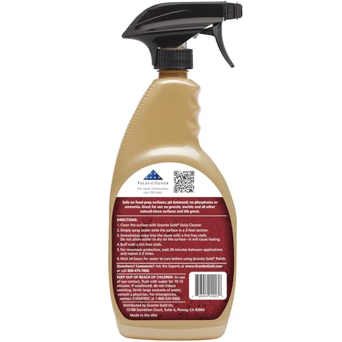 Granite Gold Water-Based Sealer Spray Protection for Granite, Marble, Travertine, Natural Stone Countertops, 24 Fluid Ounces, 1-Pack