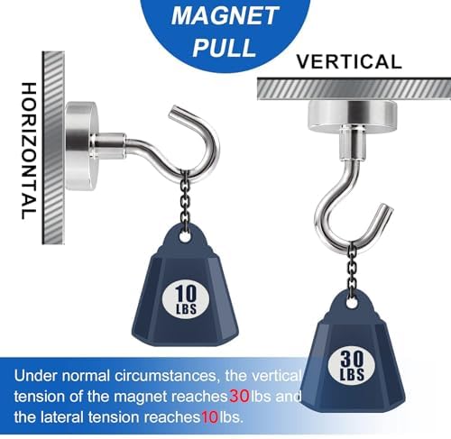 LOVIMAG Neodymium Strong Magnetic Hooks,30Lbs Rare Earth Magnets Heavy Duty with Hook for Refrigerator,Ceiling Magnets for Hanging,Cruise,Curtain and Kitchen etc - Pack of 500