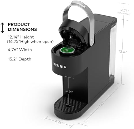 Keurig K-Slim Single Serve K-Cup Pod Coffee Maker, Multistream Technology, 3 Brew Sizes, Slim and Sleek Design, 46oz Removable Reservoir, Black