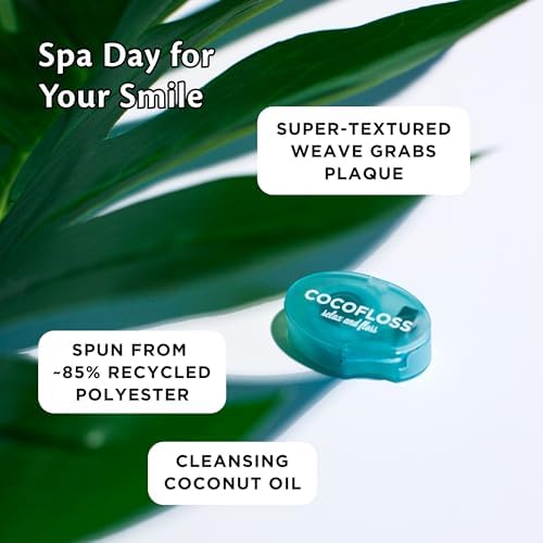 Cocofloss Woven Dental Floss, Travel Sampler, Dentist-Designed Oral Care with Coconut Oil, Waxed, Vegan, Kid-Friendly, 4 Minis in Mint, Coconut, Orange, Strawberry (8 yd Each)