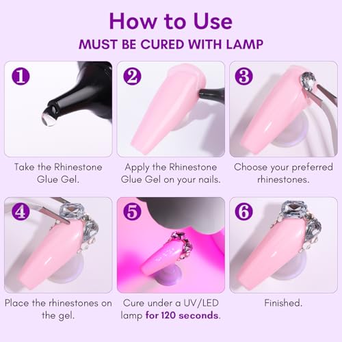 Makartt Rhinestone Glue for Nails 12PCS 30ML, Super Strong Gel Adhesive for Nail Salon, 3D Nail Art, Gem Jewelry & Nail Charm Decoration