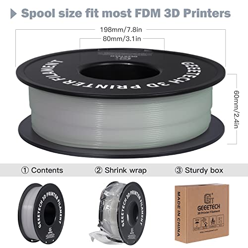 Geeetech 3D Printer Filament,Luminous PLA Filament 1.75mm,Glow in The Dark Green 1kg (2.2lbs) 1 Spool