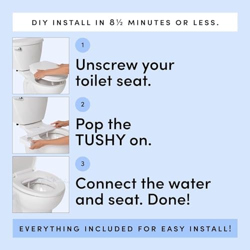 TUSHY Fresh Cool Water Bidet: Ultra Slim Toilet Seat Attachment (Non-Electric Self-Cleaning Hygienic Nozzle) Easy DIY Install <10 Min | Adjustable Water Pressure, Bamboo Knob
