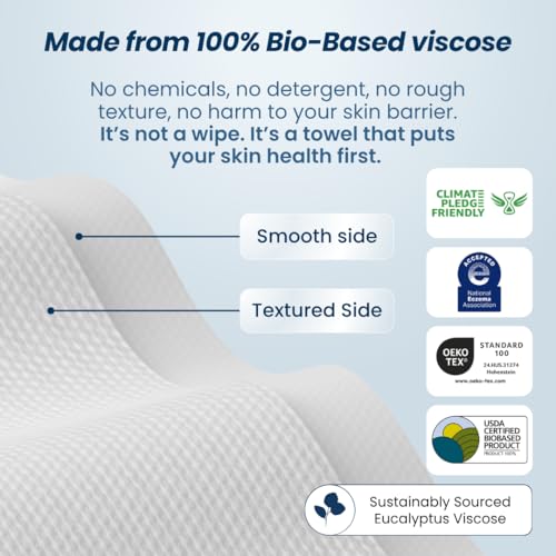 Clean Skin Club Clean Towels XL™ Supreme, 100% USDA Biobased Face Towel, Disposable Face Towelette, Eczema Association Accepted, Makeup Remover Dry Wipes, Ultra Soft, 50 Ct, 1 Pack