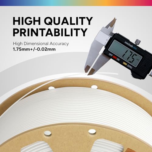 OVERTURE PLA Filament 1.75mm PLA 3D Printer Filament, 1kg Cardboard Spool (2.2lbs), Dimensional Accuracy +/- 0.02mm, Fit Most FDM Printer (White 1-Pack)