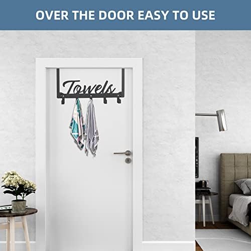 2 Pack Over The Door Hooks, Heavy Duty Over Door Towel Hanger with 10 Coat Hooks for Bedroom, Bathroom, Kitchen Towels, Bags, Hats