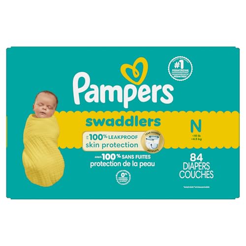 Pampers Baby Diapers - Swaddlers - Size 0, 84 Count, Ultra Absorbent Disposable Newborn Diaper