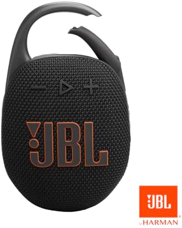 JBL Clip 5 - Ultra-Portable, Waterproof & Dustproof Bluetooth Speaker, Big Pro Sound with Punchy bass, Integrated Carabiner, Up to 12 Hours of Play, Made in Part with Recycled Materials (Black)