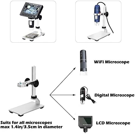 Ninyoon Universal Microscope Stand Pro, Stable Professional Aluminum Alloy Scope Base Holder Support Bracket for Max Diameter 1.4" USB Digital Wireless WiFi Microscope Endoscope Magnifier Camera