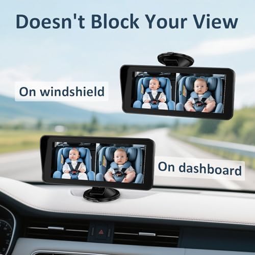 2-Kids Baby Car Camera for Seat: 6.9 Inch Ultrawide Display with Two Cameras Rear Facing - USB Powered Backseat Camera HD 1080P Easy to Install