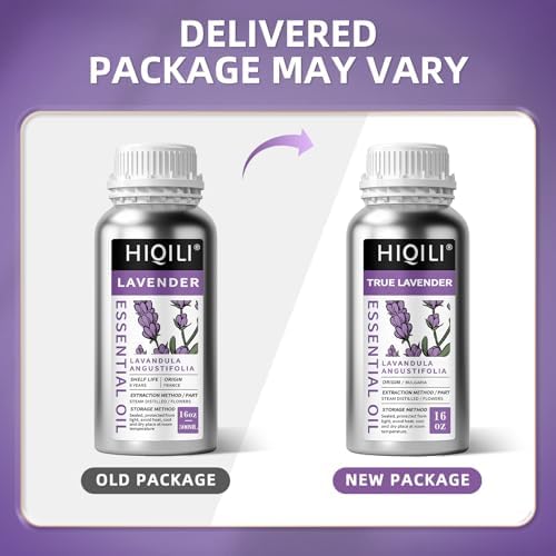 HIQILI 16 Ounces Lavender Essential Oil Pure, 100% Natural for Aromatherapy Diffuser, Skin Care, Hair, Includes Premium Glass Dropper-16 Fl Oz